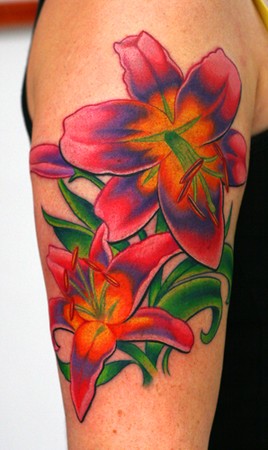Tattoos - pink flowers - 37904